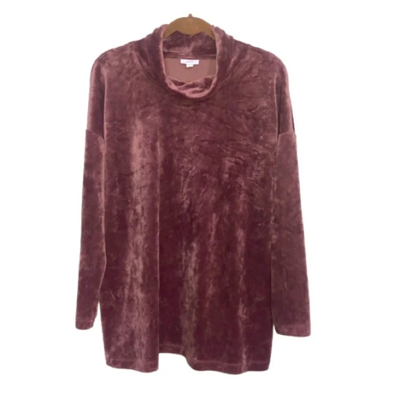 Purejill Sweater Tunic Velour L Cowl Neck Pinkish Purple Pullover Long Sleeves - Picture 1 of 9